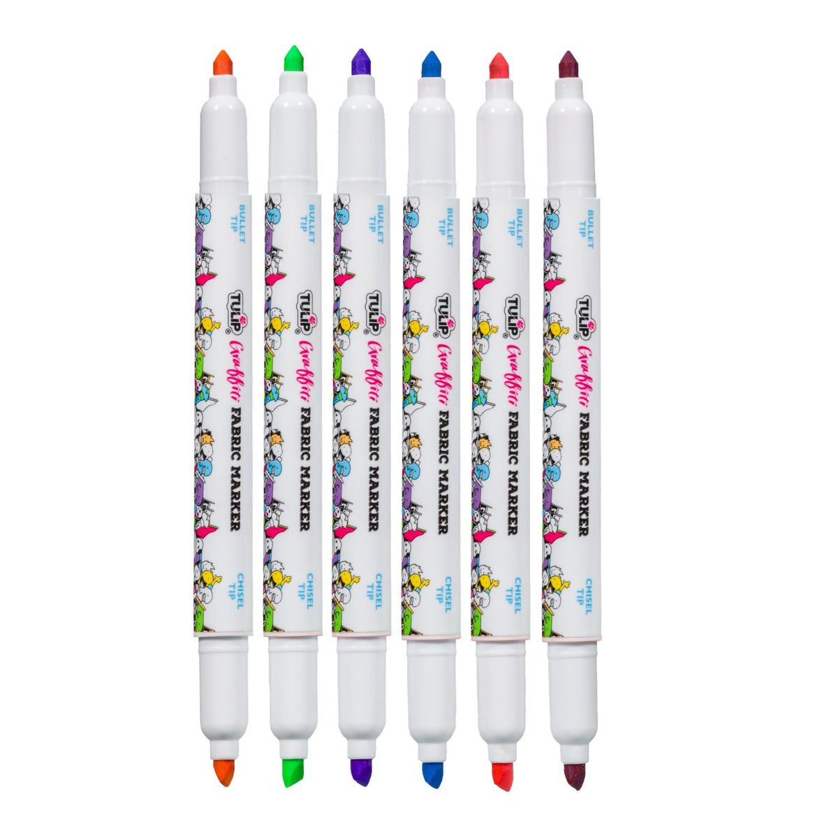 Picture of 44272 Tulip Graffiti Fabric Markers Dual-Tip Brights 6pk