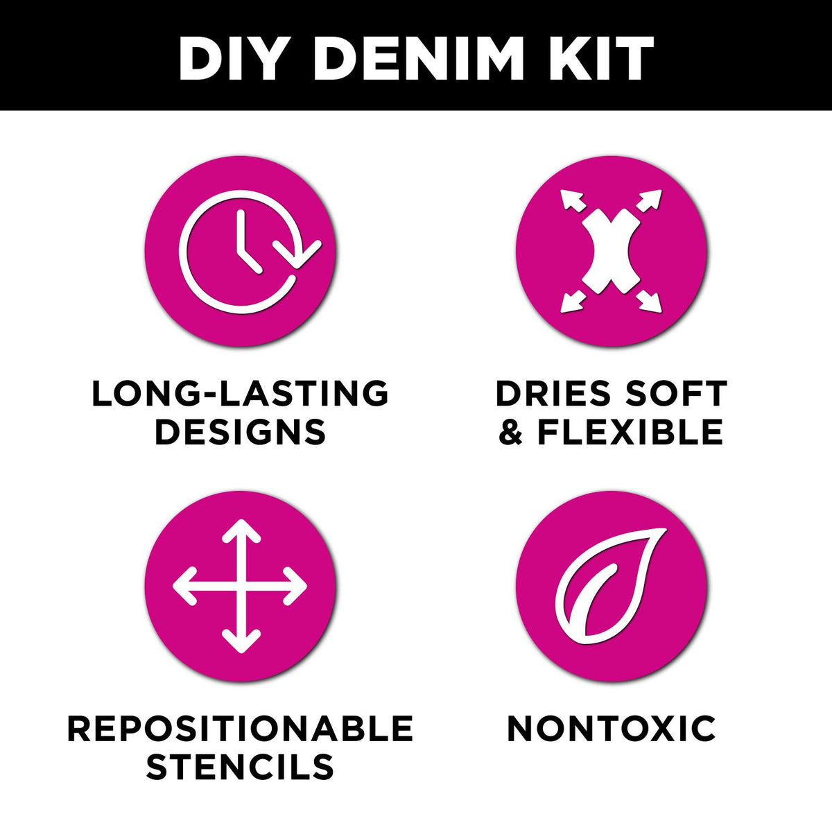 Picture of 49302                               TULIP DIY DENIM PAINT + STENCIL KIT 1/3           